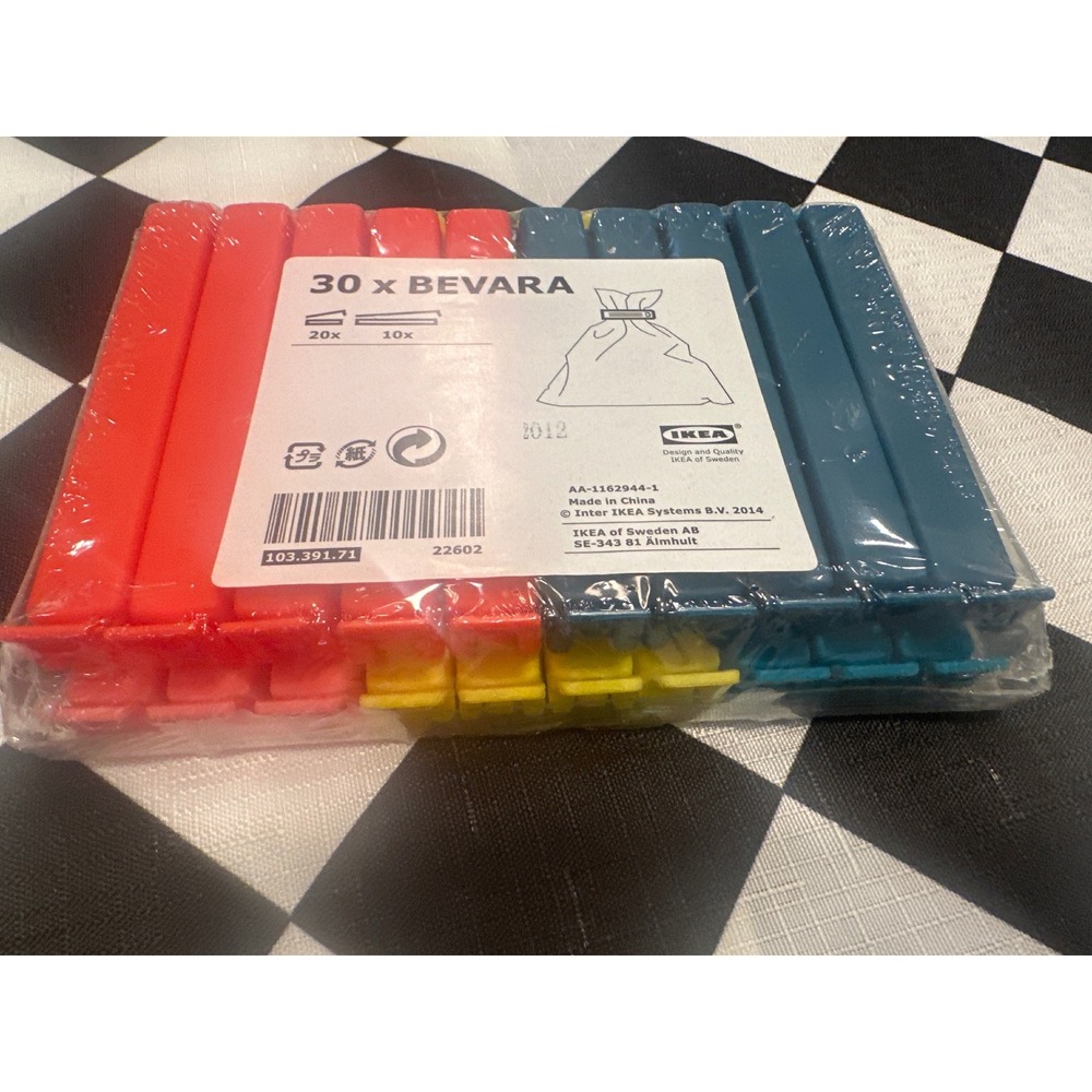 IKEA BEVARA Sealing Clips 30 Pack Mixed Colors Sizes Food Bag Clips kitchen